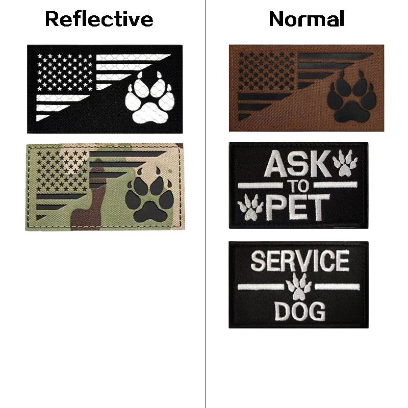 Service Dog Badge ASK Pet Dog Embroidered Hook and Loop Patch K9 Dog Paw  Cloth Sticker Set of 10 Don't Pet Me Hat Backpack Decor