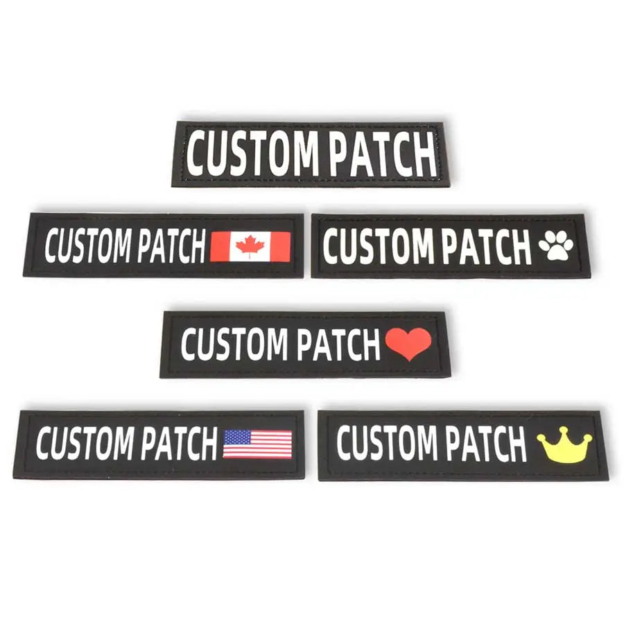 CUSTOMS Patches for Dog Harness or Collar, 5x1.5, Hook-Side