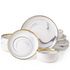 Pokini 12-Piece Dinnerware Sets, Plates and Bowls Dish Sets for 4, Modern Luxury Gold Rim Porcelain Dishware Sets