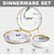 Pokini 12-Piece Dinnerware Sets, Plates and Bowls Dish Sets for 4, Modern Luxury Gold Rim Porcelain Dishware Sets