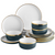 Pokini 12-Piece Dinnerware Sets, Plates and Bowls Dish Sets for 4, Modern Luxury Gold Rim Porcelain Dishware Sets