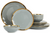 Pokini 12-Piece Dinnerware Sets, Plates and Bowls Dish Sets for 4, Modern Luxury Gold Rim Porcelain Dishware Sets