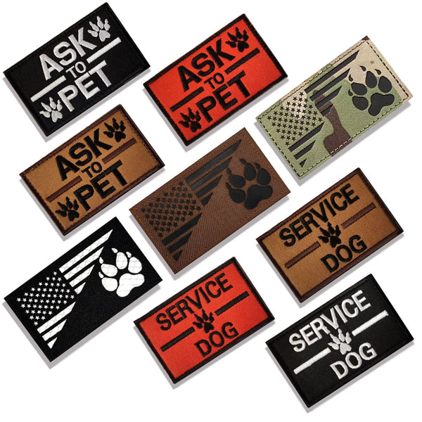 Service Dog Patch, Ask to Pet Brown / 9 Pieces in 1 Set