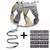 large grey camo dog harness with 10 Patch Set